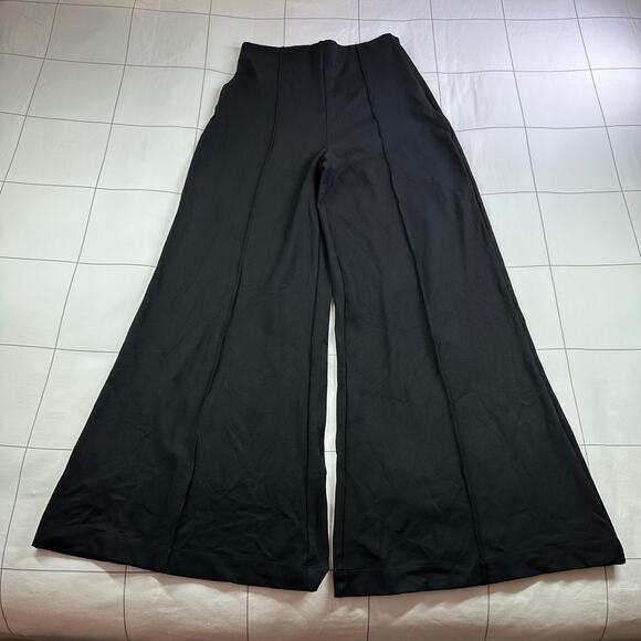 Quince Pants Women Medium Black Ponte Knit Super Wide Leg Ultra Stretch Side Zip - Picture 2 of 13